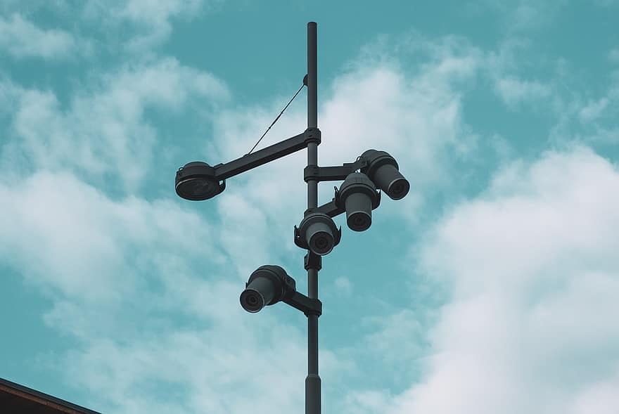 Streetlamp, Sky, Clouds, Outdoors, Kuopio, Finland, Lehtoniemi, blue, metal, backgrounds, steel