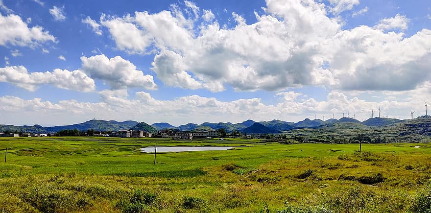 granja, campo, prado, tierras de cultivo, rural, agricultura, ambiente, naturaleza, Guiyang, Guizhou