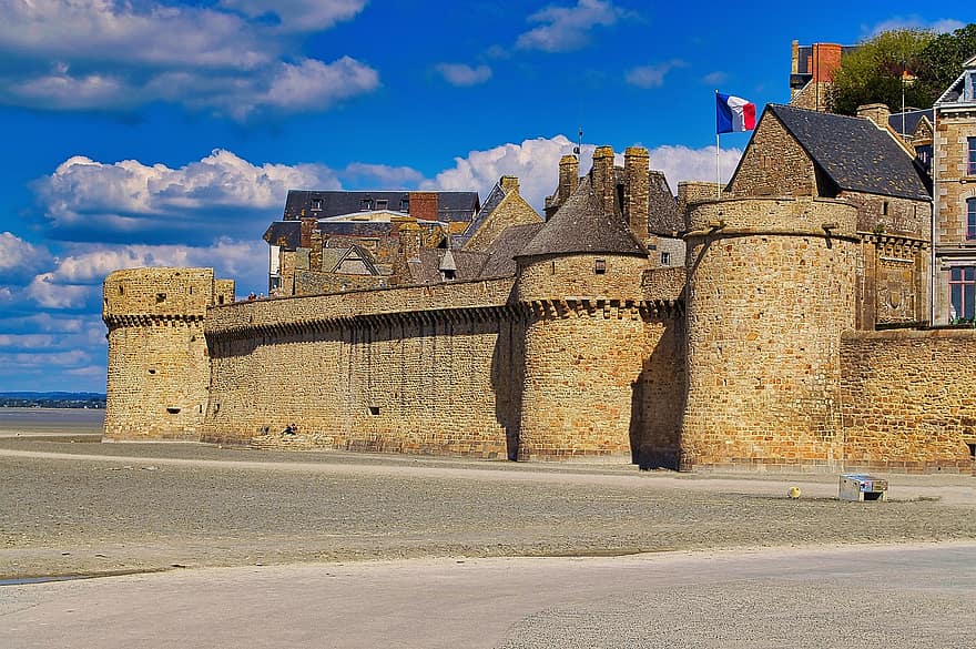 Мон Сен Мишел, абатство, Нормандия, обект на световното наследство, остров, пейзаж, Франция