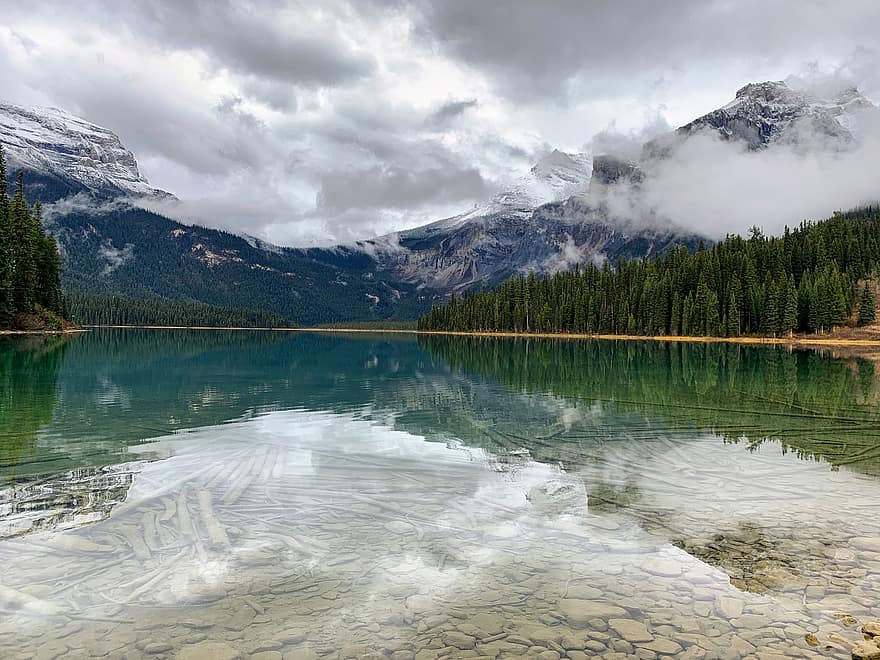 smaragdové jezero, Kanada, hory, jezero, Příroda, Britská Kolumbie