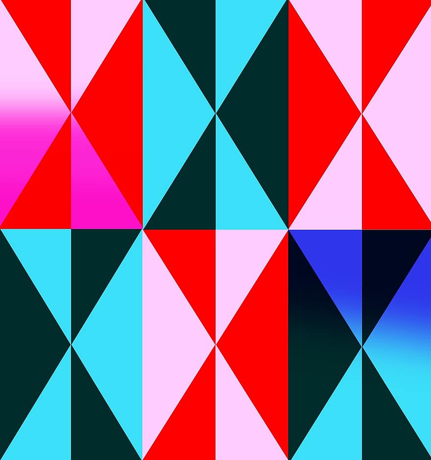 geometric, model, proiecta, unghiurile, albastru, bleumarin, roz, roșu, gradienți, colorat, triunghiuri