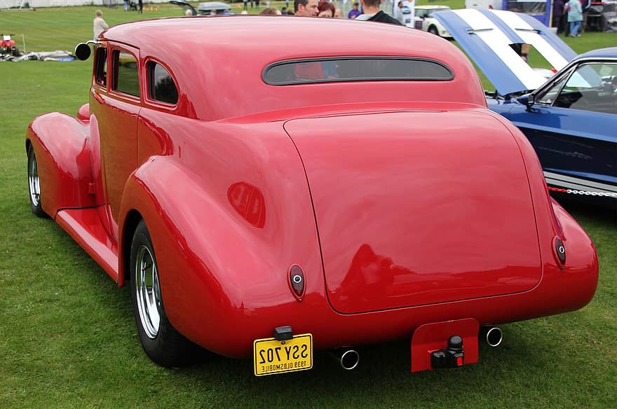 oldsmobile, 1939, klassieke auto, rood, auto-, automotive, motor, auto, klassiek, verzameling, historisch