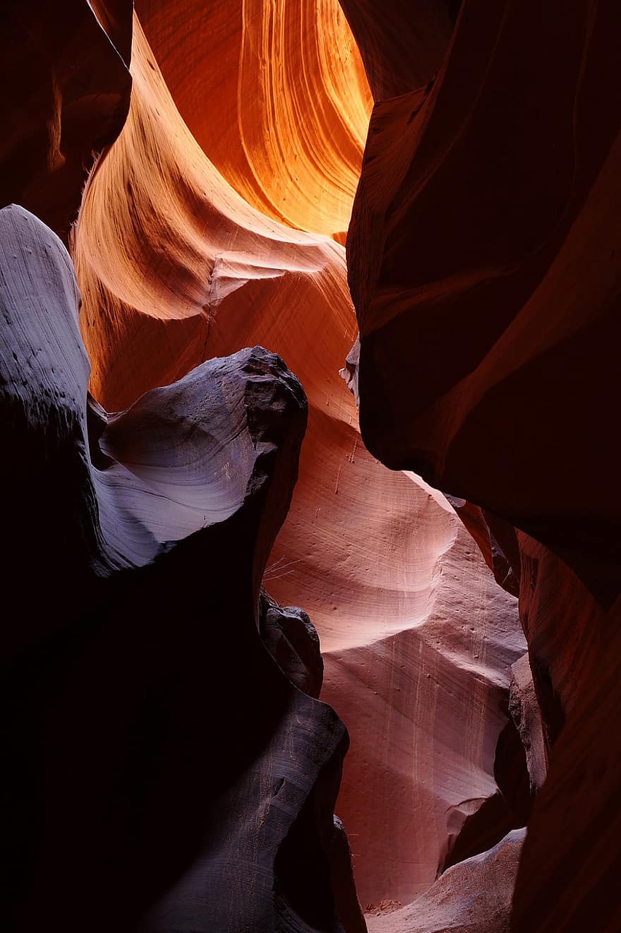 canyon d'antilopes, Arizona, Roche, lumière, grès, coloré, la nature, fente, érosion, sud-ouest, Orange