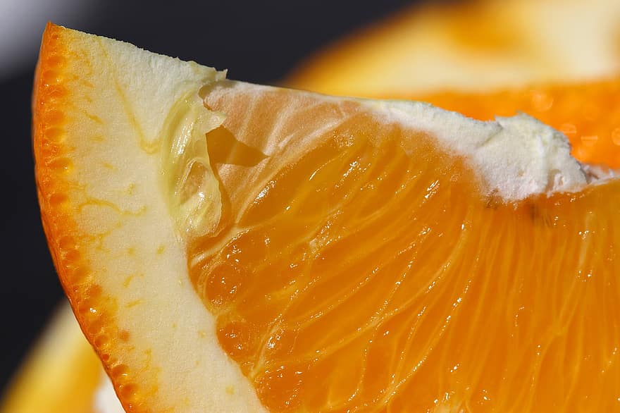 orange, citrus-, frukt, mat, makro, färsk, mogen, ljuv, hälsosam, Orange segment, Orange fruktkött