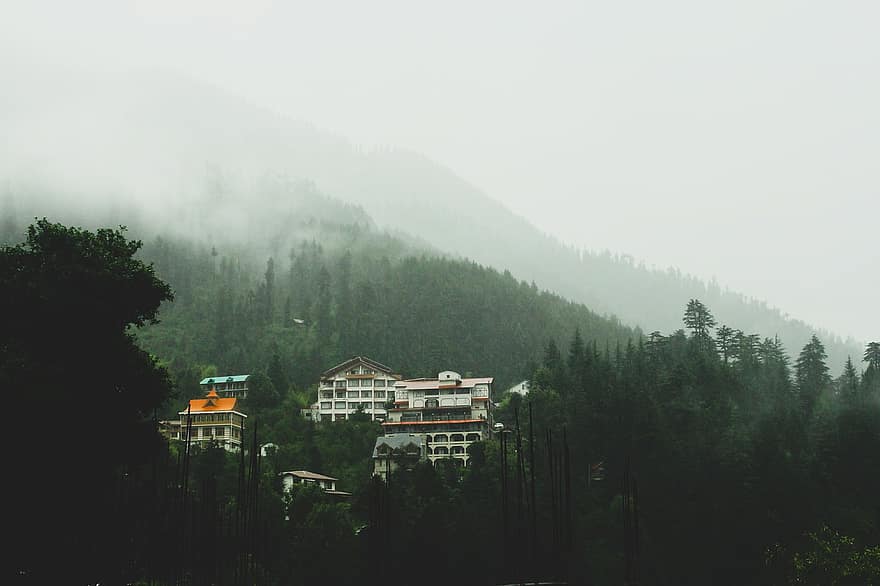 kalnas, slėnyje, kelionė, manali, himachal, Indija, ladakh, užmiestyje, pobūdį, himalajų kalba, viešbutis