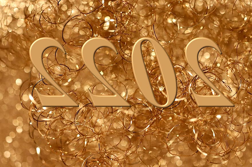dia d'Any Nou, 2022, targeta de felicitació, cap d'any, Salutacions d'Any Nou, daurat