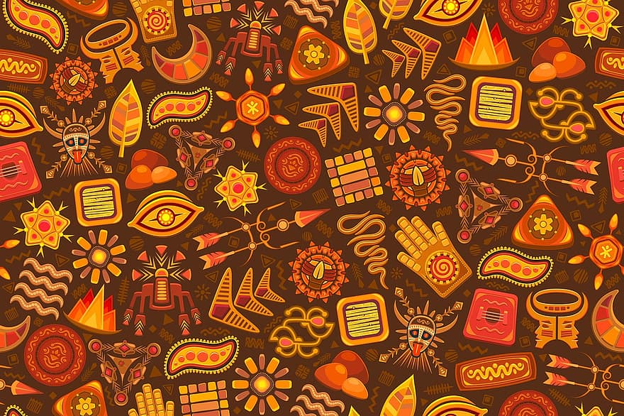 Muster, Hintergrund, ethnisch, Stammes-, erdig, Formen, Design, braun, brauner Hintergrund, Braunes Design