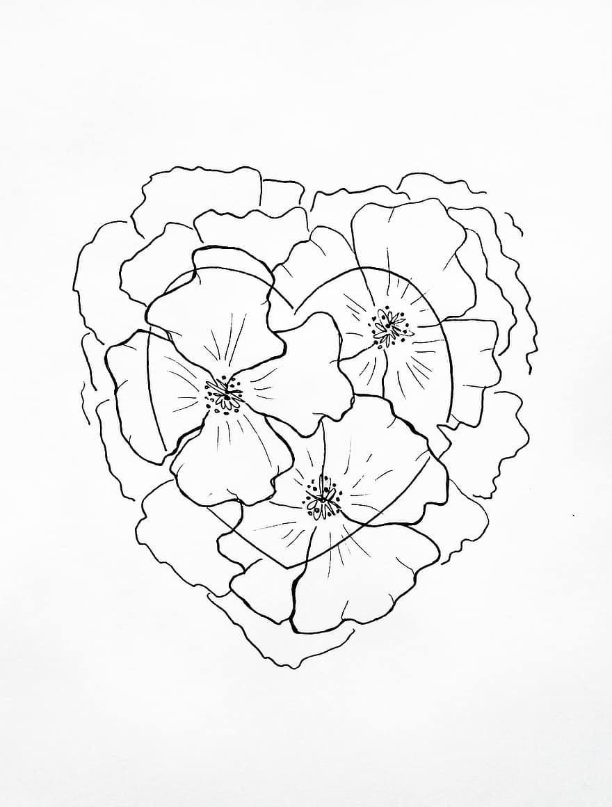 Flowers, A Heart, Love, Spring, Valentine's Day, Art, Sketch, Handmade Graphics, Bar Graph, Cut, Feelings