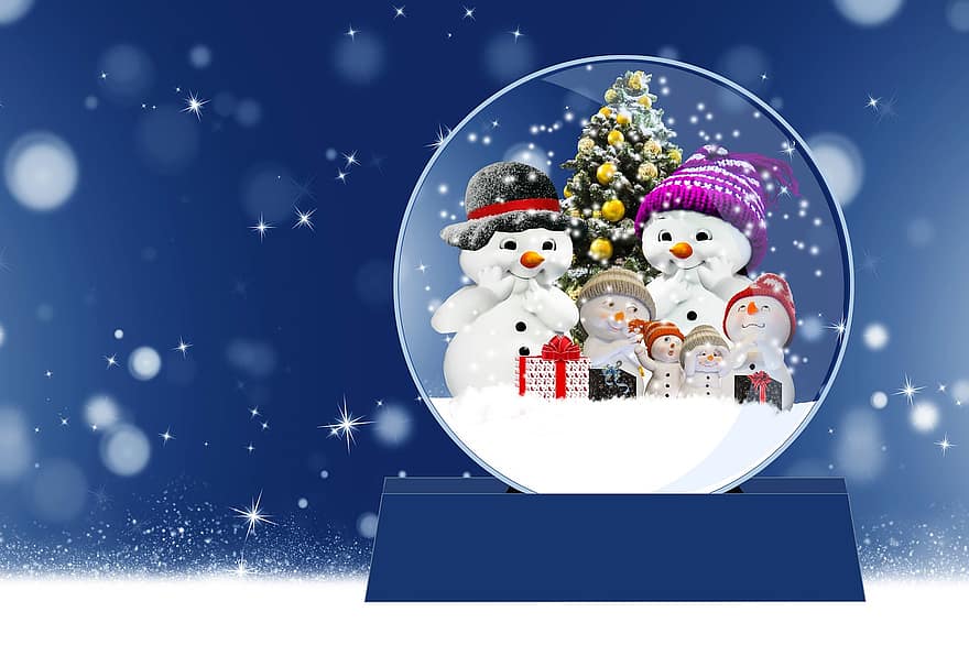 globo de nieve, lloró, Decoración navideña, copos de nieve, invierno, árbol de Navidad, motivo navideño, tarjeta de Navidad, tarjeta de felicitación, monigote de nieve, nieve