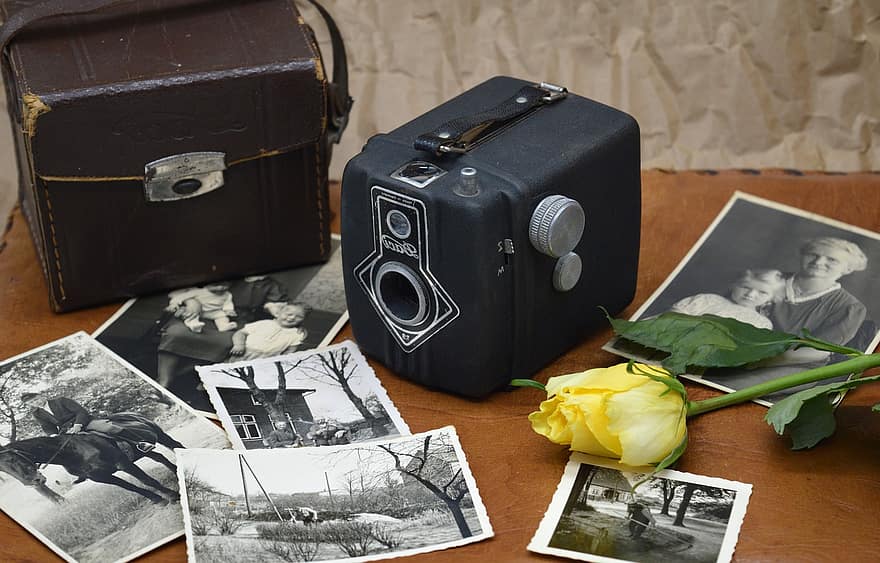 Fotoaparát, film, obrázky, fotografování, vzpomínky, značka, daci, nostalgie, nostalgický, taška na fotoaparát, starověk