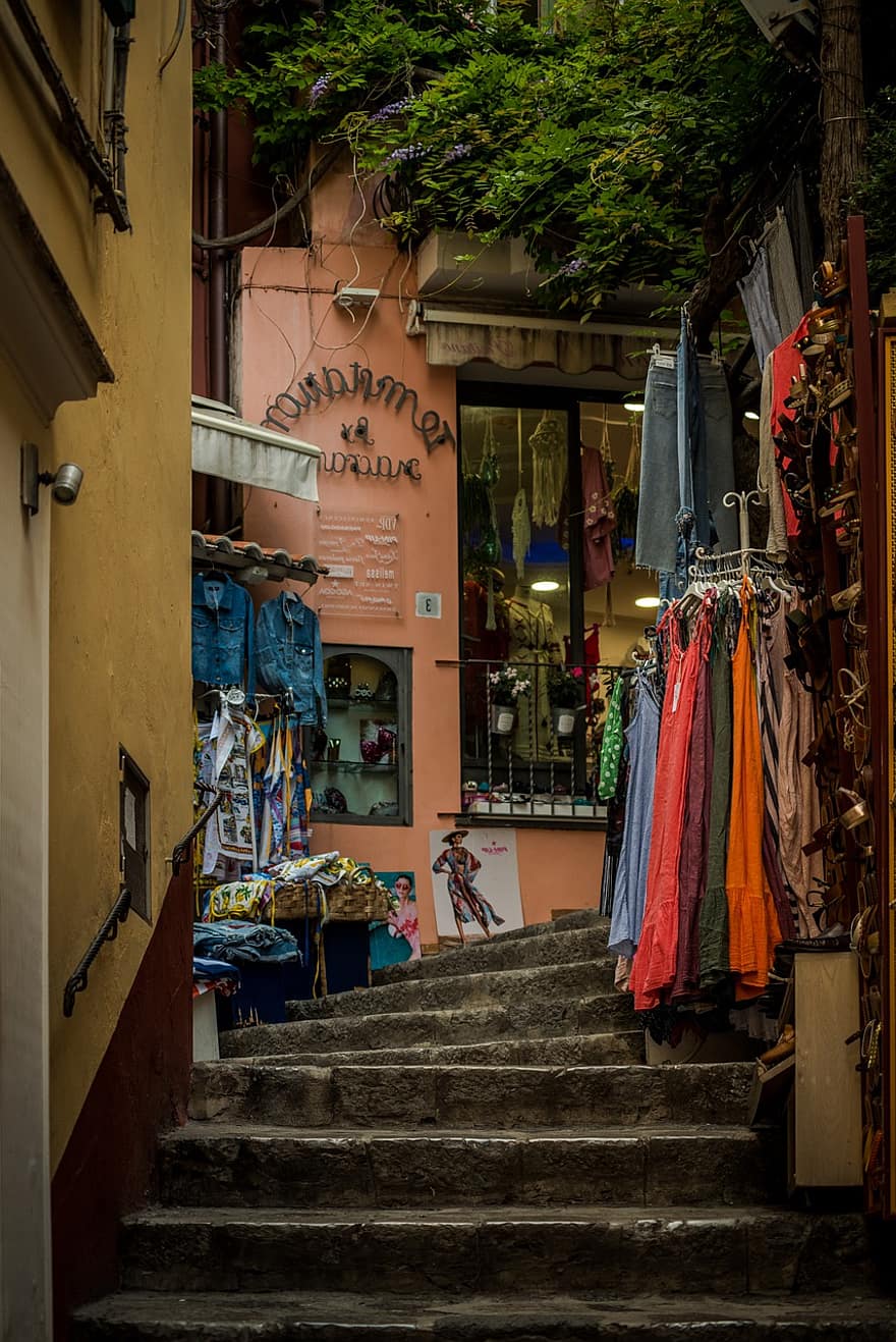 ห้องโถง, บันได, ร้านค้า, เมือง, ที่สวยงาม, Positano, อมาลฟี, Sorrento