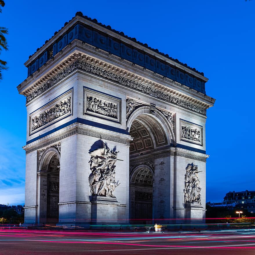 arc de triomphe, památník, Paříž, mezník, architektura, vítězný oblouk, historický, město, městský, slavné místo, oblouk
