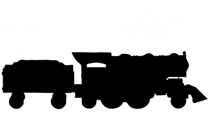 tren, tren de vapor, vintage, negre, silueta, art, símbol, elements, aïllat, blanc