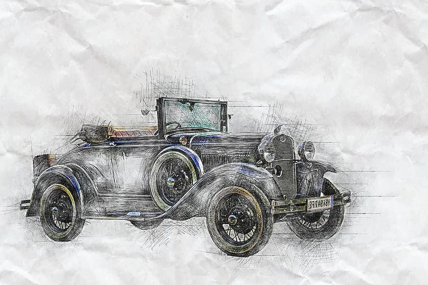 kocsi, régi-módi, ódivatu, Ford 1930, autóipari, jármű, szállítás, szüret, antik, klasszikus, technológia, régi