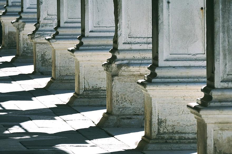 베니스, 기둥, 세인트 마크 광장, 이탈리아, 건축물, 건축 기둥, 기독교, 늙은, 열주, 역사, 계단