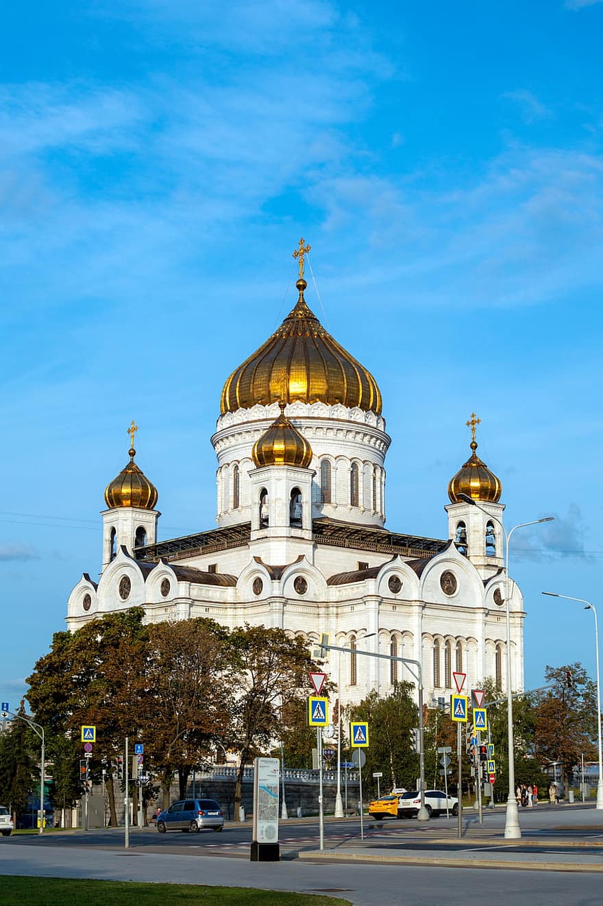 Krista Spasitele katedrála, ortodoxní katedrála, katedrála, kostel, budova, fasáda, Moskva, chrám, pravoslaví, křesťanství, náboženství