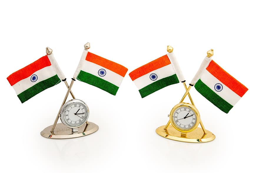 bandiera indiana, orologio, orologio da tavolo, orologio da auto, ufficio, scuola, computer, attività commerciale, decorazione