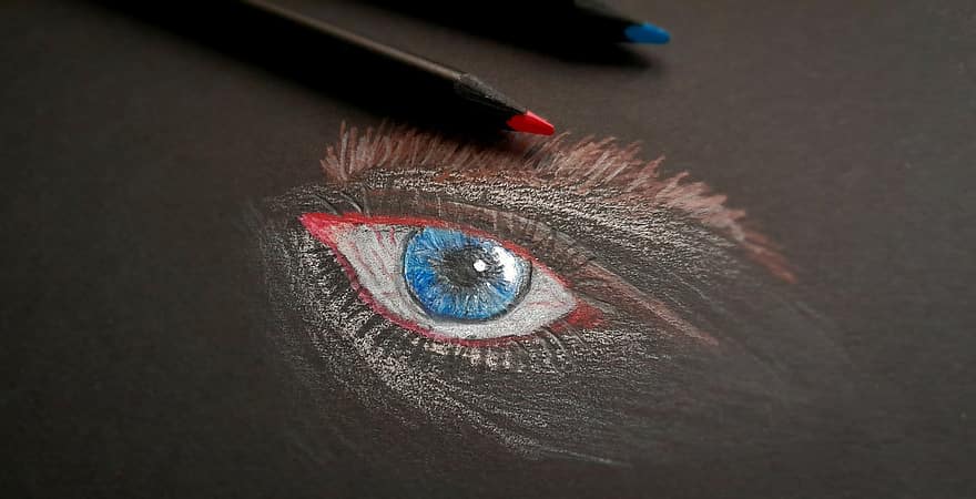 disegnare, matite, occhio, arte