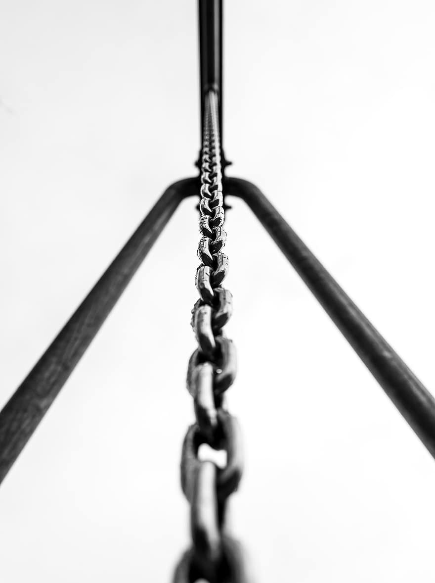 cadena, swing, metall, bloqueig