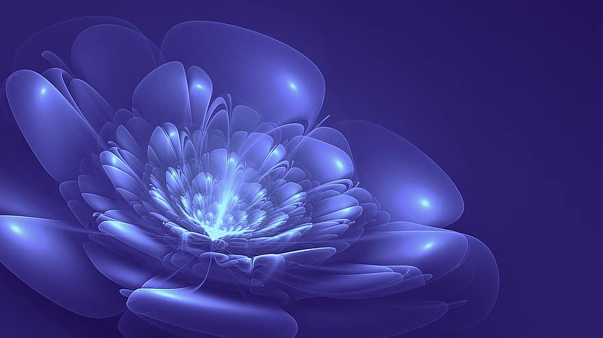 fraktal, blaue Blume, Blau, blühen, Blumen-, fraktale Kunst