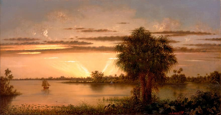 Martin Heade, Painting, Oil On Canvas, Art, Artistic, Artistry, Sky, Clouds, Trees, Nature, Outside