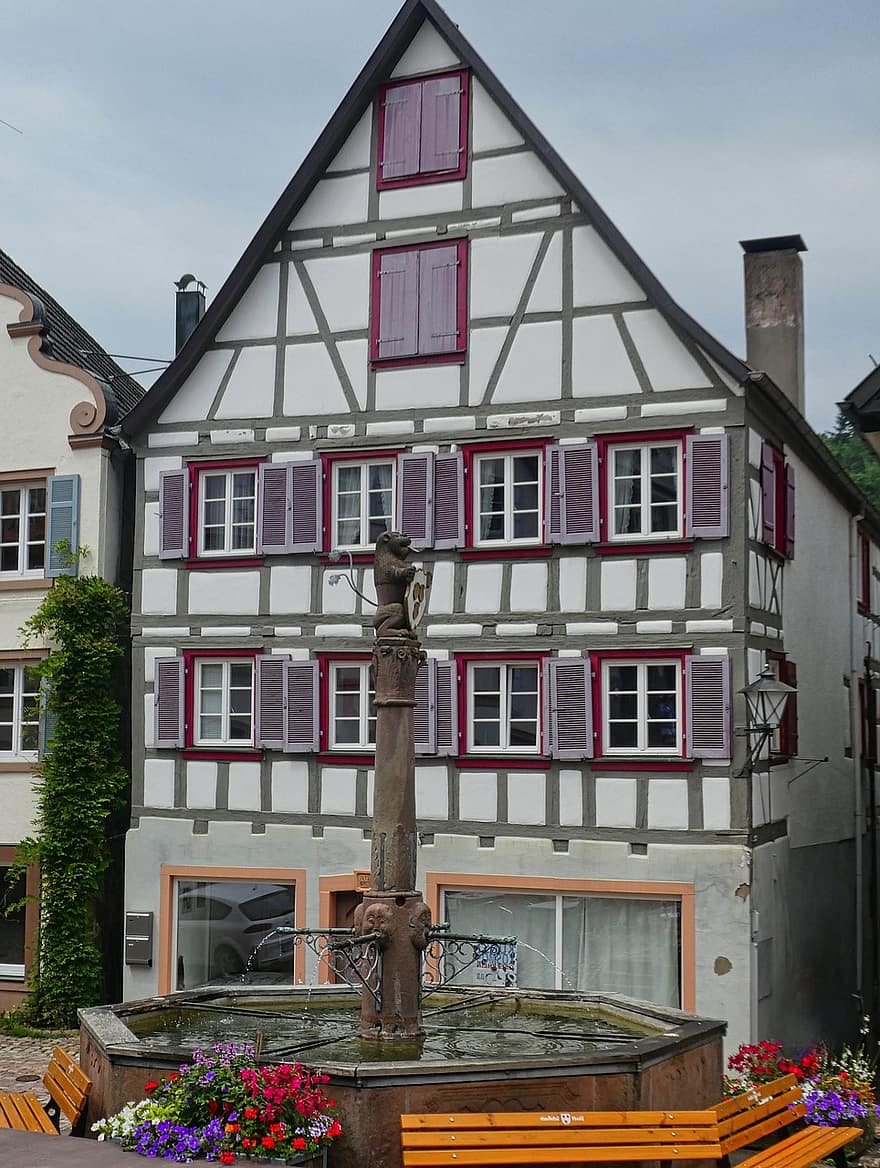House, Facade, Front, Decoration, Pattern, architecture, half-timbered, building exterior, flower, cultures, wood