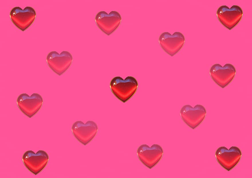 corazón, forma de corazón, Herzchen, amor, contorno, rojo, rosado, fondo