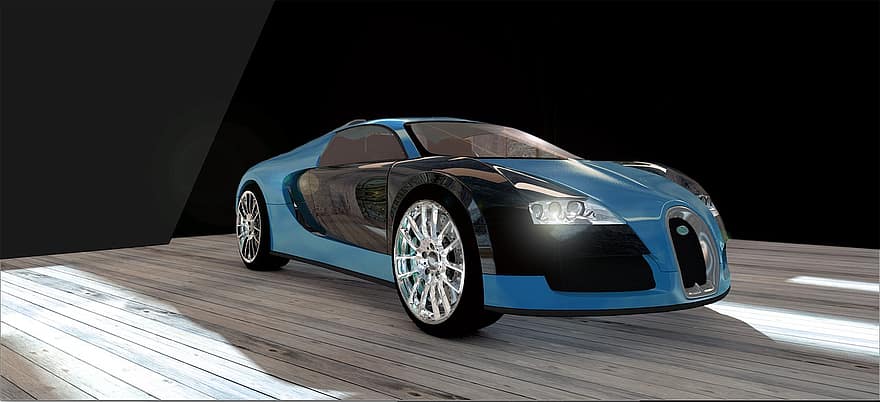 Bugatti, Veyron, urheiluauto, auto, bolide, prototyyppi, tulkinta, rakenne, 3d, bugatti veyron, muoto