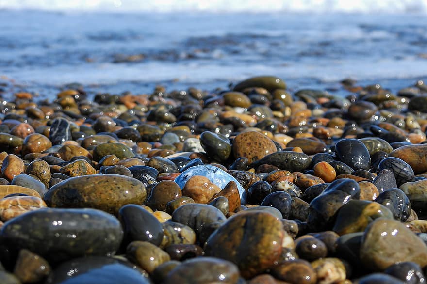 ビーチ、海、岩、石、海岸、波、地平線、水、自然、海景、小石