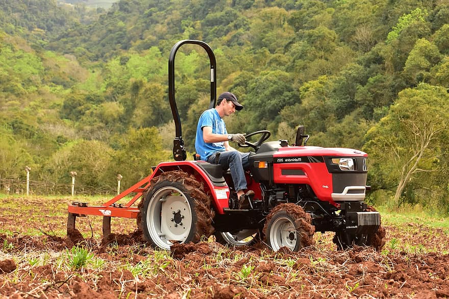 traktors, jomā, audzēšanu, lauksaimniecību, zemes