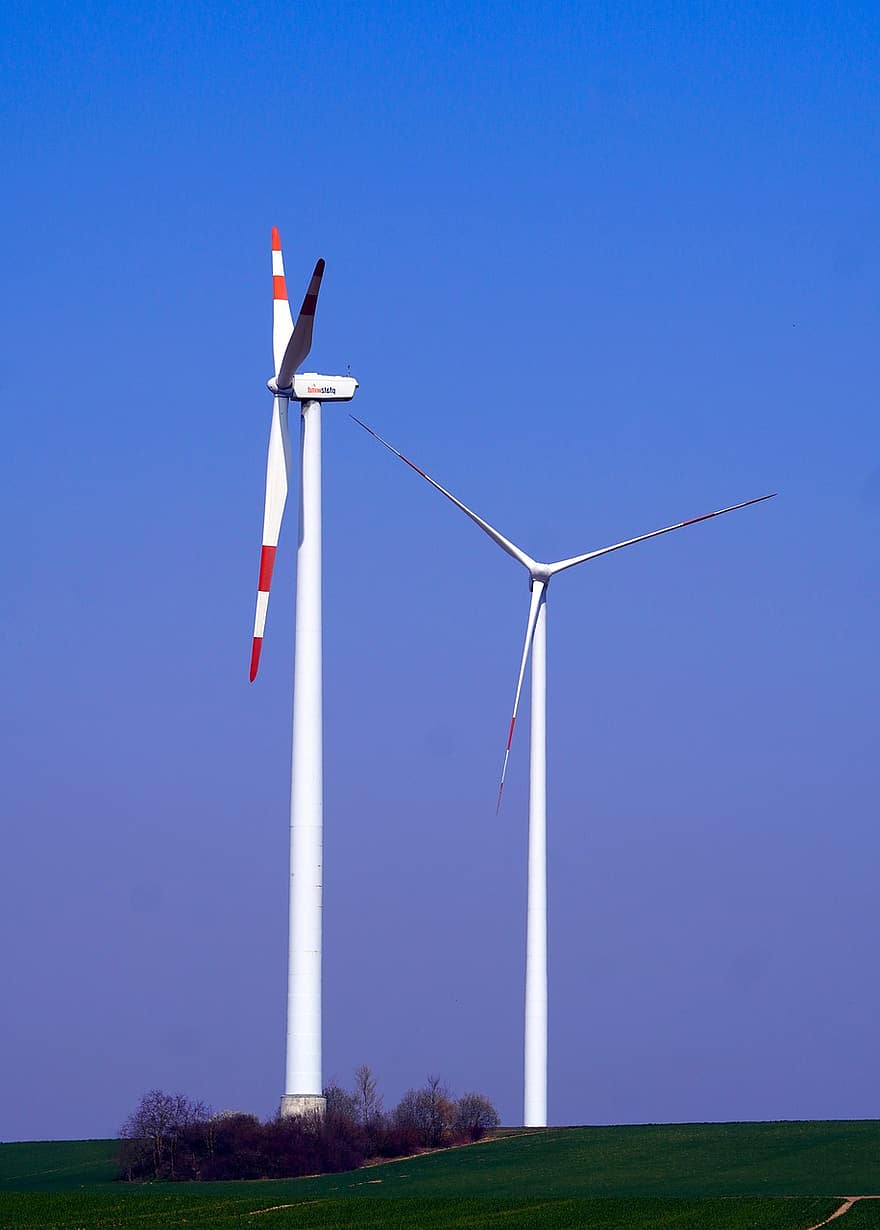 Pinwheels, vindkraft, vind farm, miljø, vindturbin, drivstoff og kraftproduksjon, generator, propell, elektrisitet, strømforsyning, blå