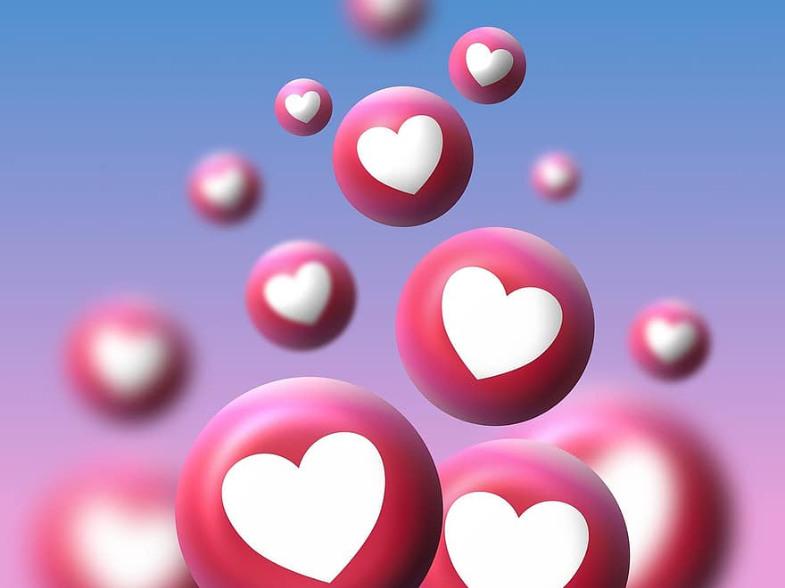 szeretet, szív, Facebook, mint, szerető, romantikus, ikon