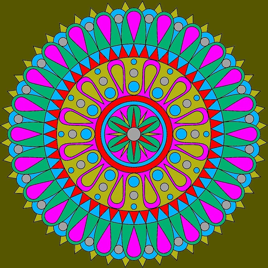mandala, fargerik, rund, digitalt, symbol, sirkel, kreativ