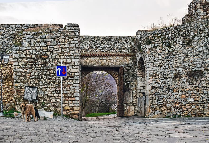 cittadina, architettura, viaggio, Ohrid, macedonia del nord, cancello superiore, turismo, monumento