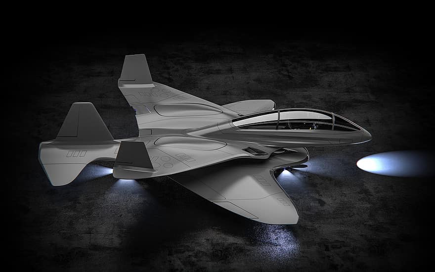 repülőgép, 3d renderelt, 3D-s renderelés, sugárhajtású, repülési, Futurisztikus sík, Futurisztikus repülőgép, légiforgalmi, innováció, SpaceX, nASA