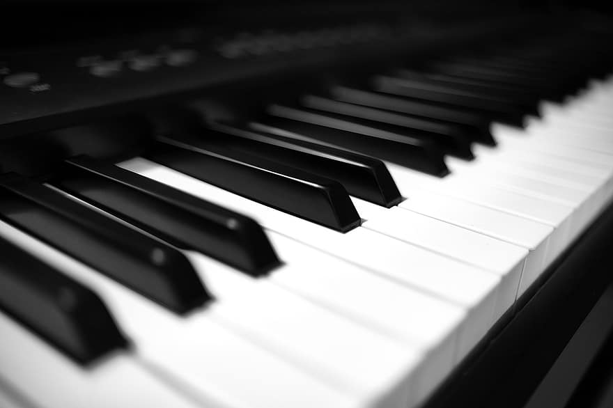 muzyka, fortepian, klawiatura, instrument muzyczny, instrument, klawisz fortepianu, zbliżenie, syntezator, sprzęt, klawisz, nuta