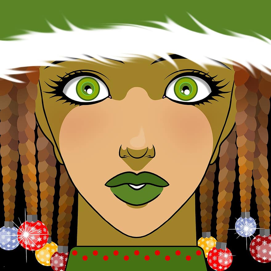 Noël, costume, femme, babioles, elfe, elfe de noël, beauté, joli, fille, femelle, Jeune