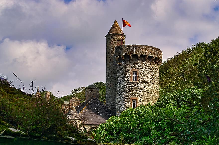 torony, dungeon, chateau, történelmi, Cotentin
