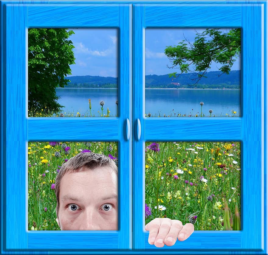 okno, Příroda, muž, člověk, Pohled