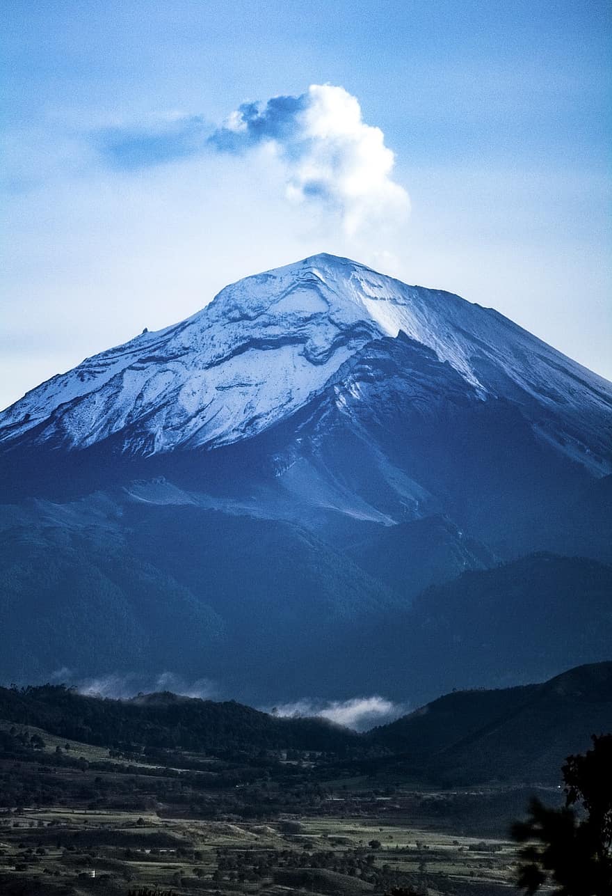 Volcano, Mountains, Popocatepetl, Ameca, Mexico, Landscape, Field, Mountain Range, Nature, Scenery