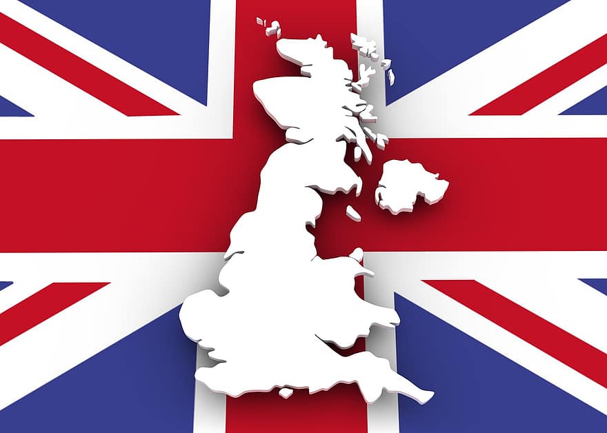 mapa, Reino Unido, bandeira, fronteiras, país, estados da américa