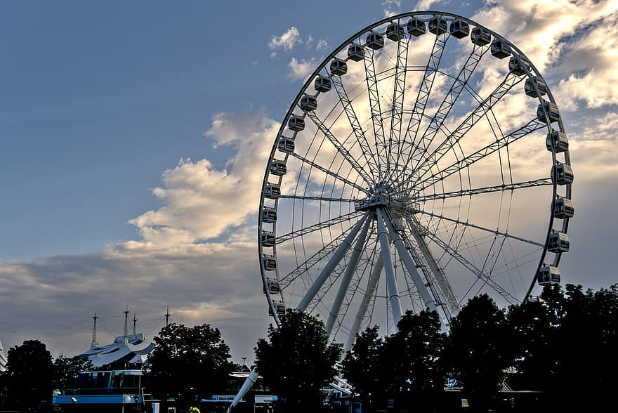 Ferris Wheel, Amusement Park, City, Amusement Ride, Entertainment, Harbour, Montreal, traveling carnival, fun, wheel, summer