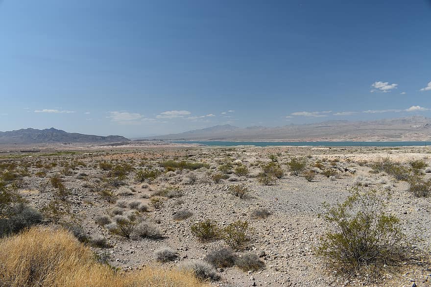Mead Lake, meer, woestijn, natuur, landschap, zand, berg-, droog, zomer, blauw, warmte