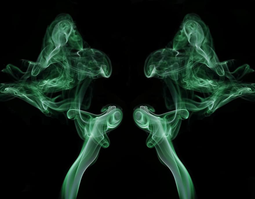 Fumo, riflessione, verde, sfondo, astrazione
