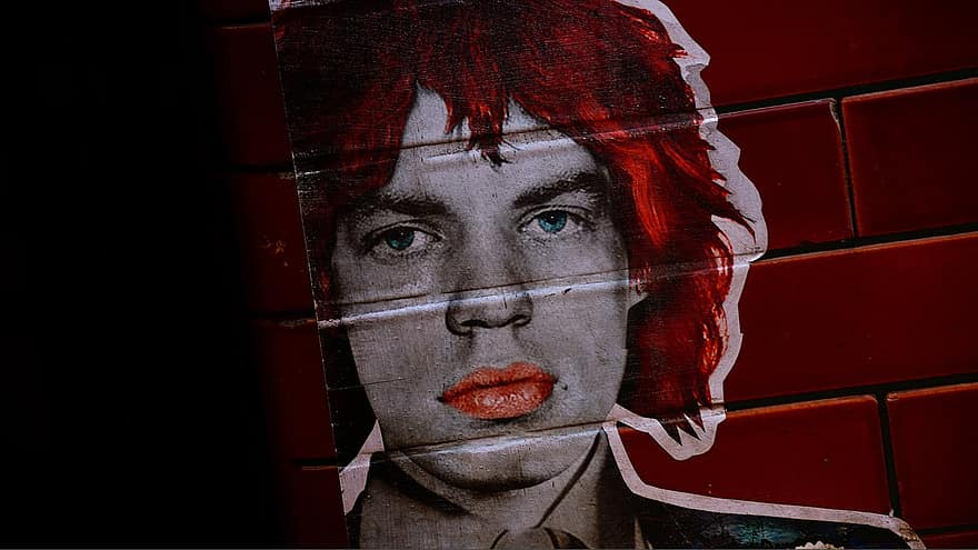 Mick Jagger, Street Art, Wall Art, Painting, Poster, Art, women, one person, adult, portrait, young adult