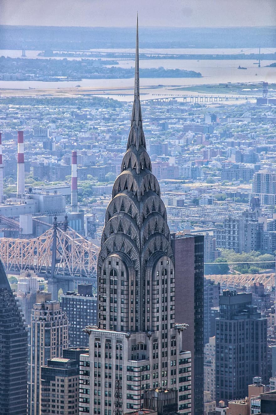 Chrysler Building, ville, gratte ciel, architecture, immeubles, paysage urbain, endroit célèbre, horizon urbain, extérieur du bâtiment, structure construite, la vie en ville