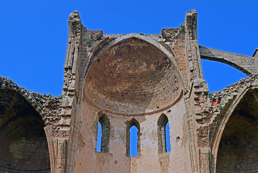 rauniot, historiallinen, matkailu, matkustaa, muinainen, rakennus, Kypros, Famagusta, kirkko, gotiikka, arkkitehtuuri