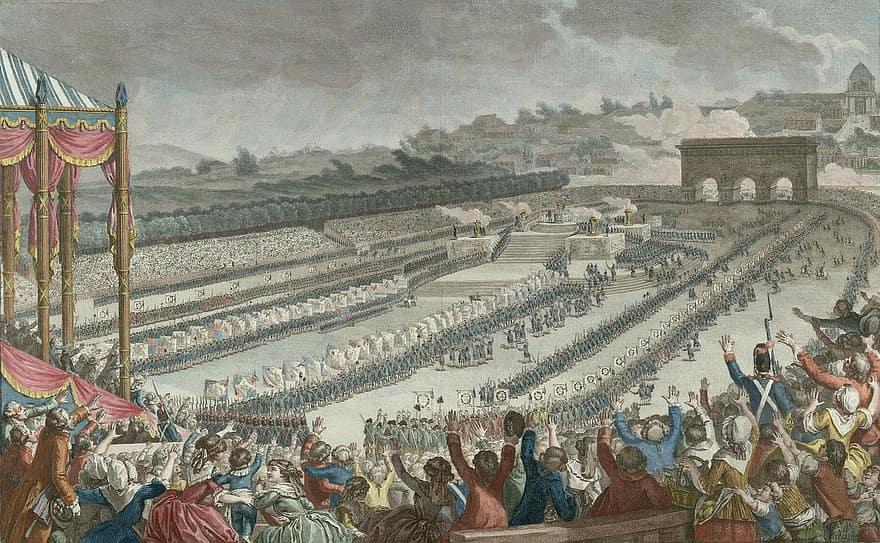 gravür, tahta baskı, woodcuts, 1790, Festival, stadyum