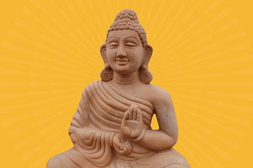 Будда, статуя, медитация, терракотовый, Дзэн, спокойный, мир, гармония