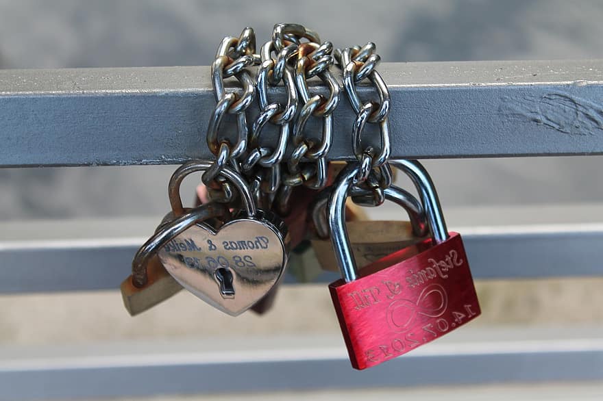 Love, Castle, Love Locks, Bridge, padlock, lock, close-up, metal, chain, closed, steel